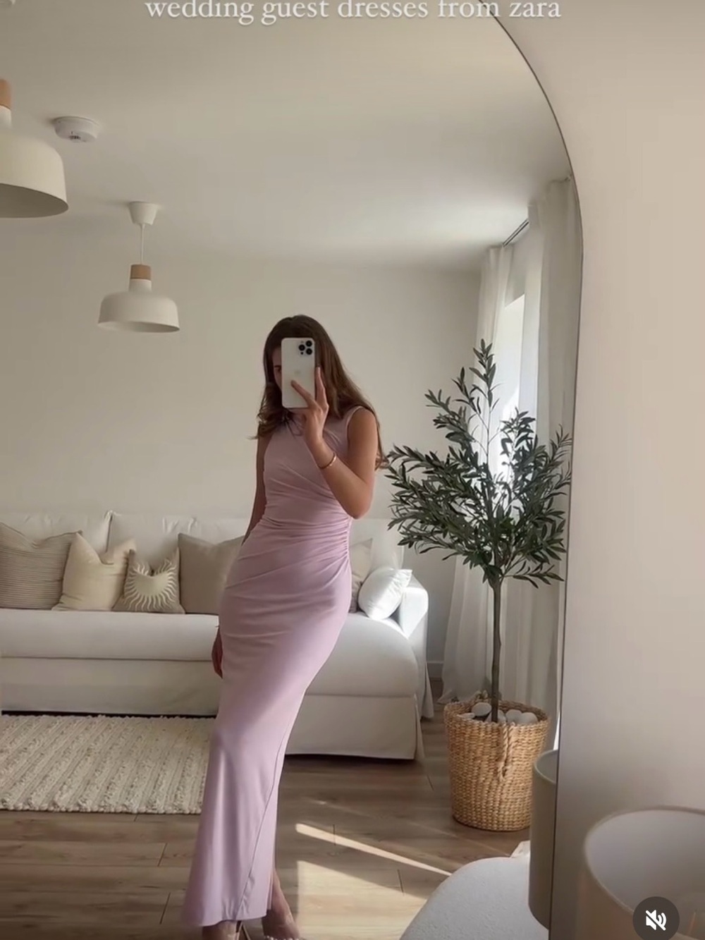 Zara Lavender Sleeveless Ruched Maxi Dress